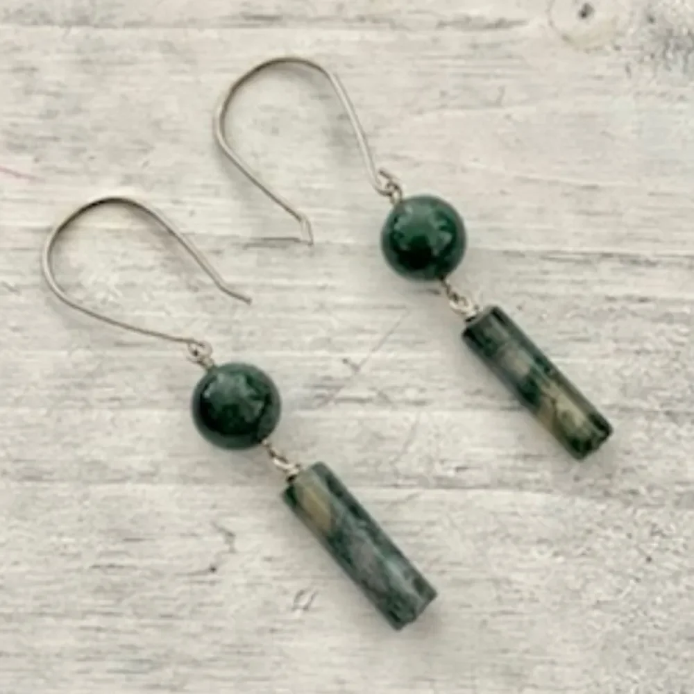 Green moss agate earrings